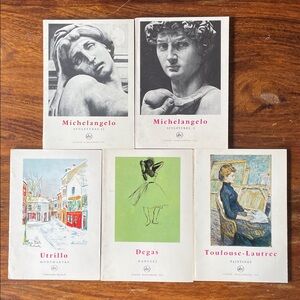 5 VINTAGE Tudor Publishing Mini Art Books - Michelangelo Utrillo Degas Toulouse